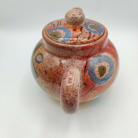Italian Pottery Ceramic Teapot Moon and Stars Geometric Design Made in Italy - Picture 4 of 10